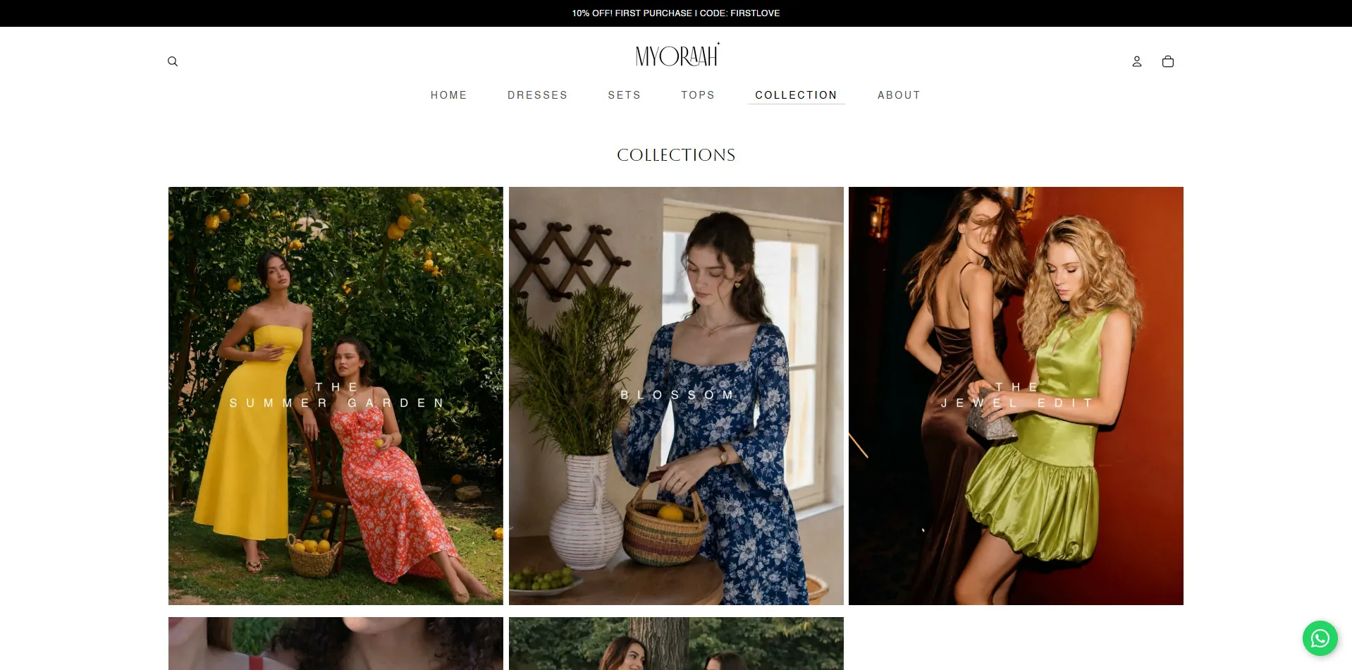 Myoraah website designed and built by Red Dot Consultancy, collections on desktop