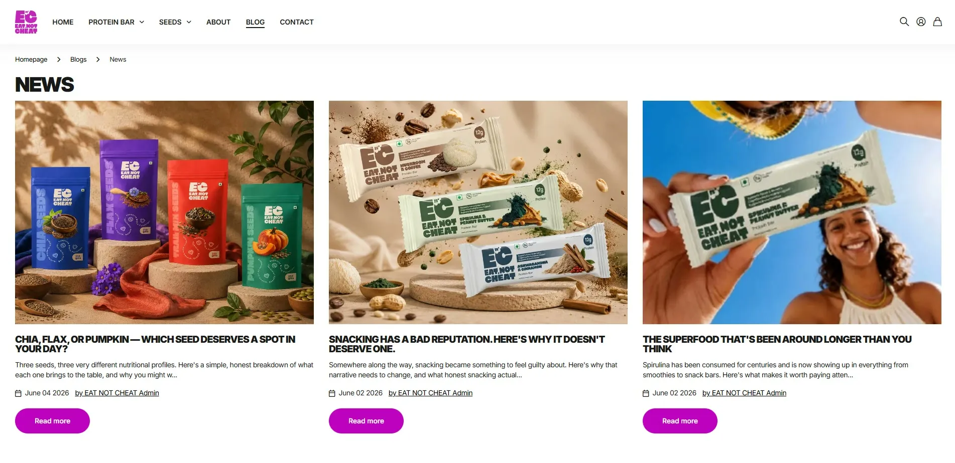 Eat Not Cheat website designed and built by Red Dot Consultancy, news on desktop